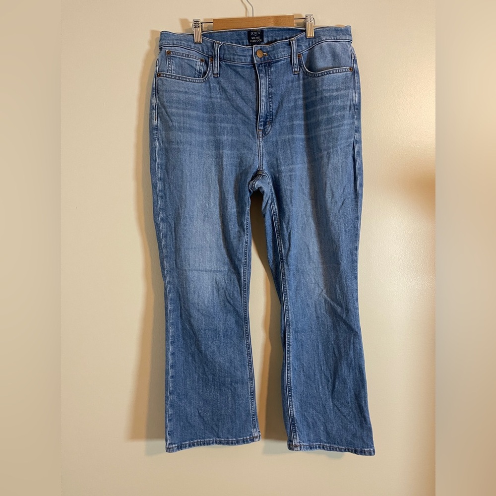 J. Crew Jeans Womens 31 Blue Mid-Rise Flare Crop Preppy Normcore Clean Girl